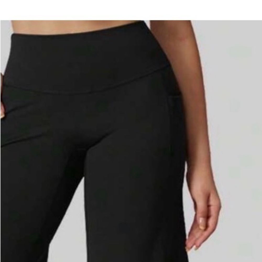 High-Rise Black Wide Leg Pants Flare Women's Tummy Control Leggings Lounge New